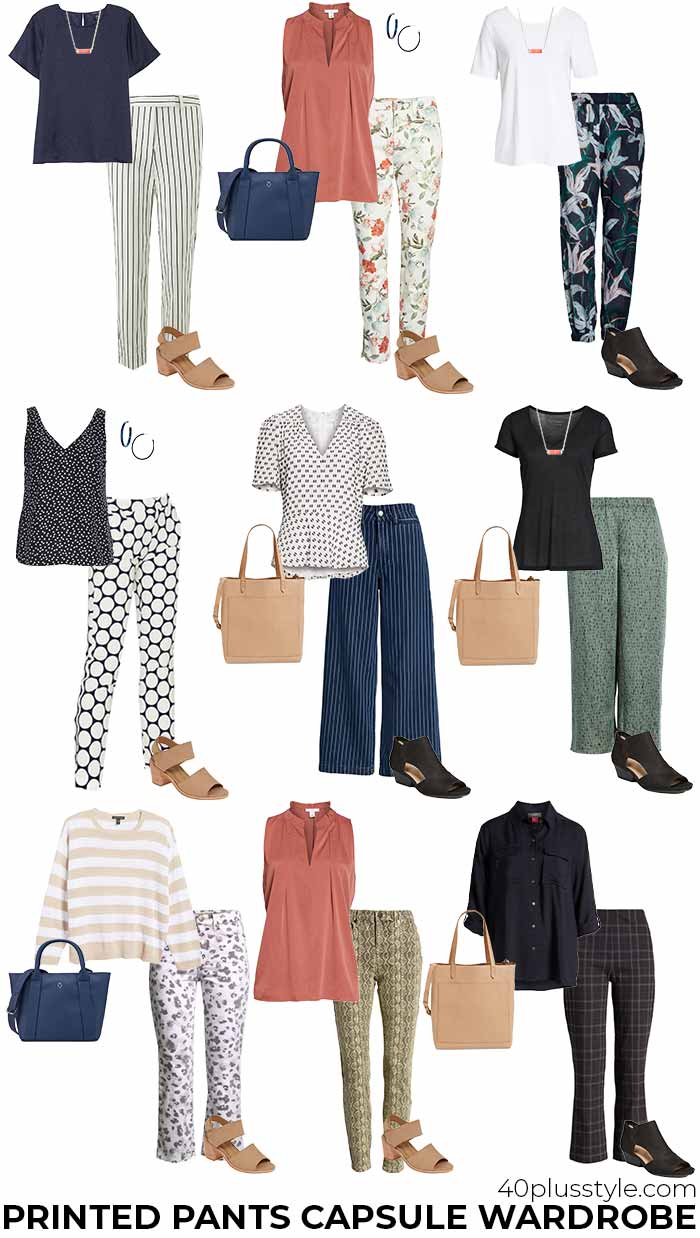 printed pants capsule wardrobe | 40plusstyle.com