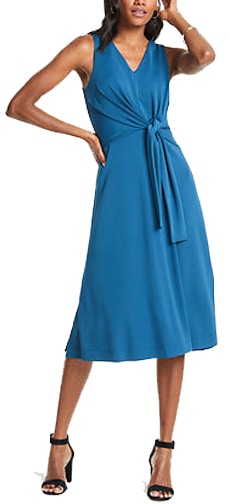 Ann Taylor tie front midi dress | 40plusstyle.com