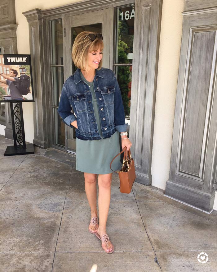 jacket over denim dress