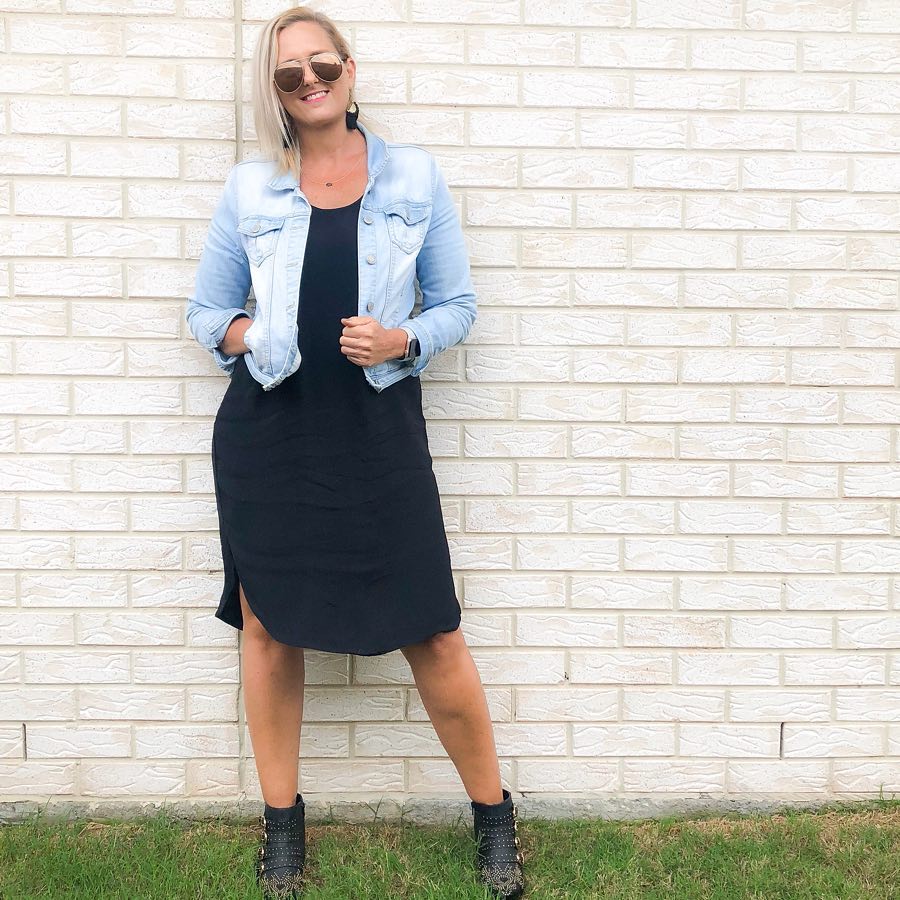 how to wear a denim jacket and dress | 40plusstyle.com