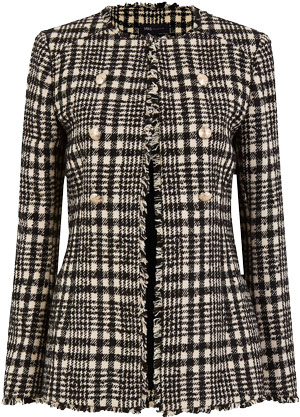 Marks & Spencer tweed checked longline blazer | 40plusstyle.com