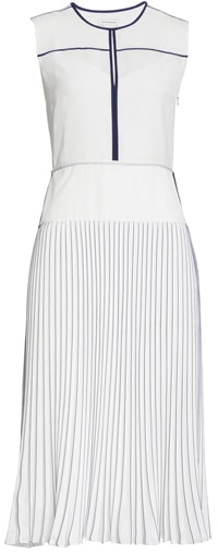 Club Monaco tipped pleated dress | 40plusstyle.com