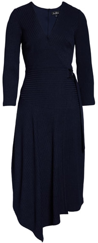 Sam Edelman asymmetrical wrap dress | 40plusstyle.com