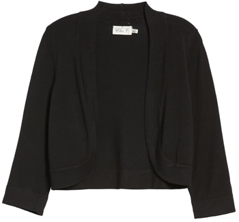 shrugs and boleros for evening dresses: Eliza J bolero cardigan | 40plusstyle.com