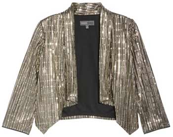 shrugs and boleros for evening dresses: Donna Ricco sequin stripe bolero | 40plusstyle.com