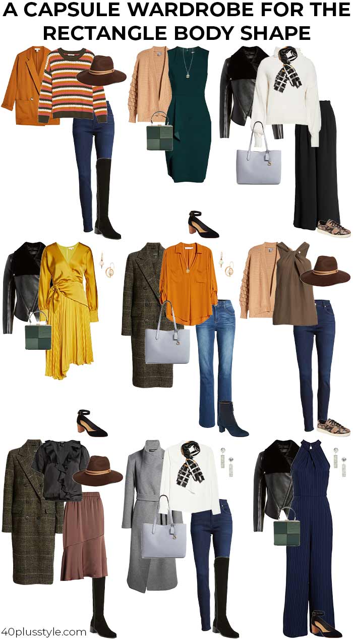 A capsule wardrobe for the rectangle body shape | 40plusstyle.com