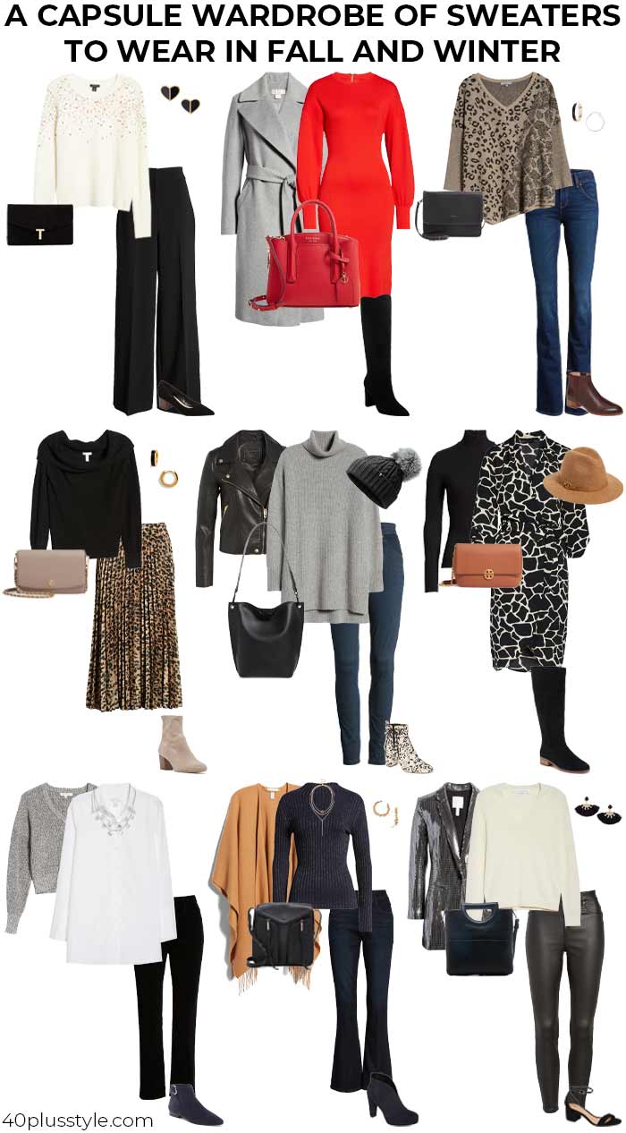 A capsule wardrobe of sweaters to wear in fall and winter | 40plusstyle.com