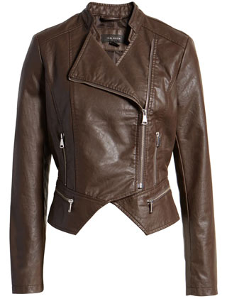 Halogen peplum faux leather moto jacket | 40plusstyle.com