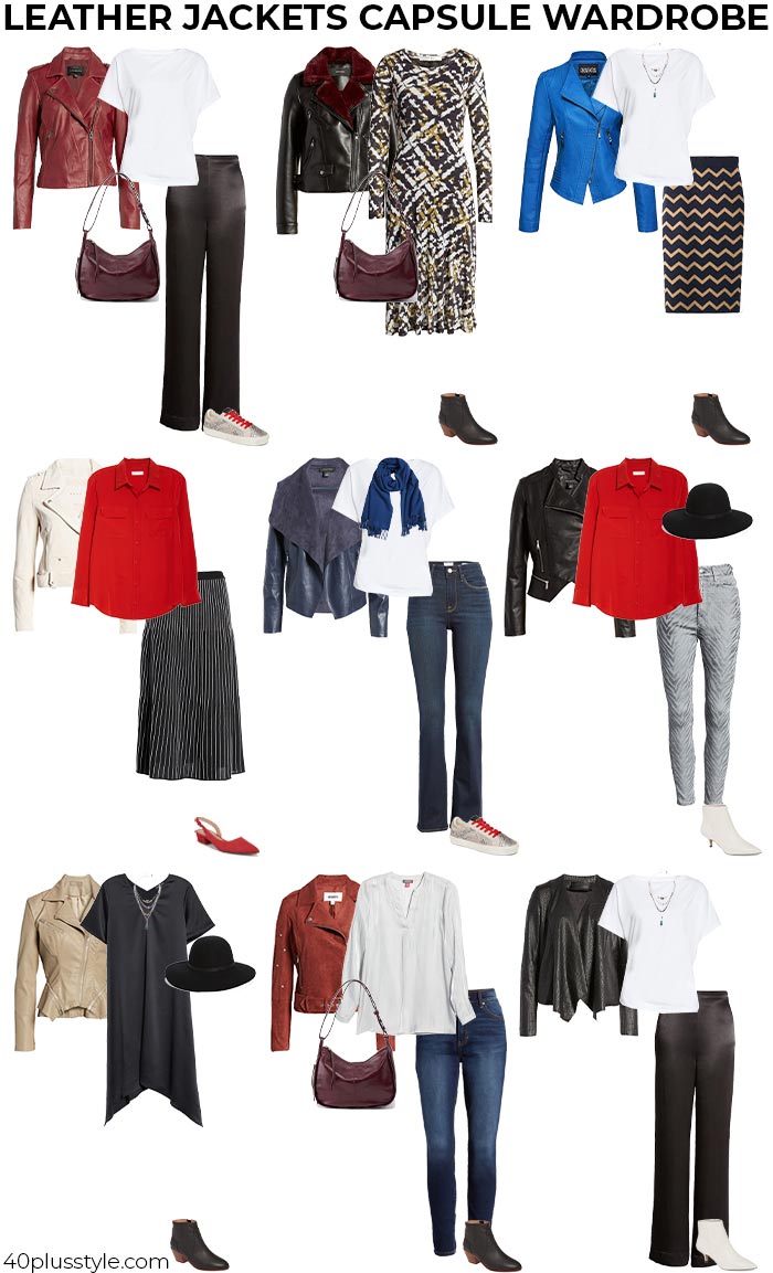 leather jackets capsule wardrobe | 40plusstyle.com