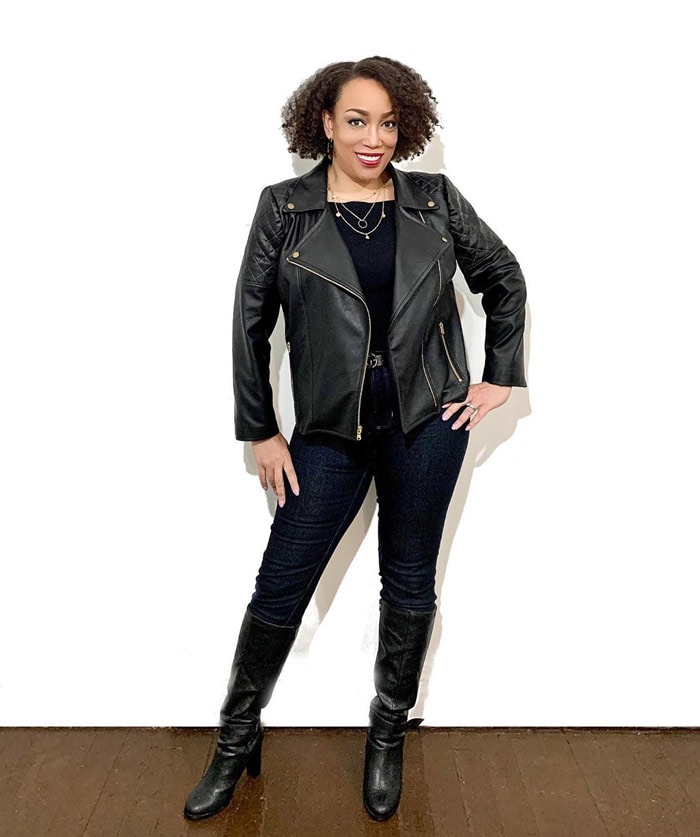 Blogger Erica shows why leather jackets are stylish options for women over 40 | 40plusstyle.com