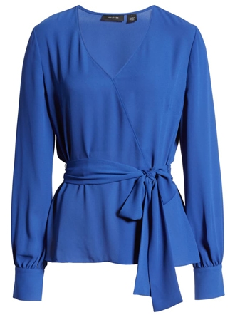 Stylish clothes for women over 40 - Halogen faux wrap blouse | 40plusstyle.com