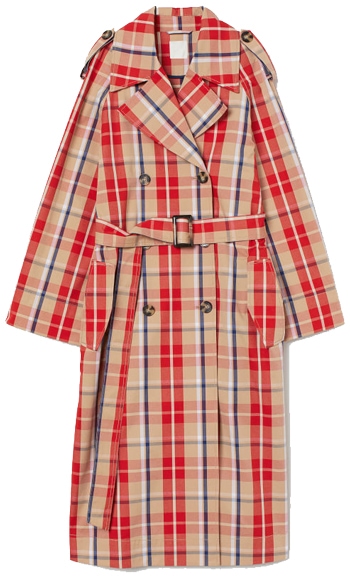 H&M Plaid Cotton Trench Coat | 40plusstyle.com