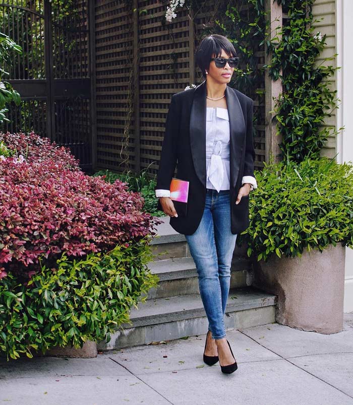 ladies jeans and blazer combo