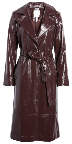 Leith Faux Patent Leather Trench Coat | 40plusstyle.com