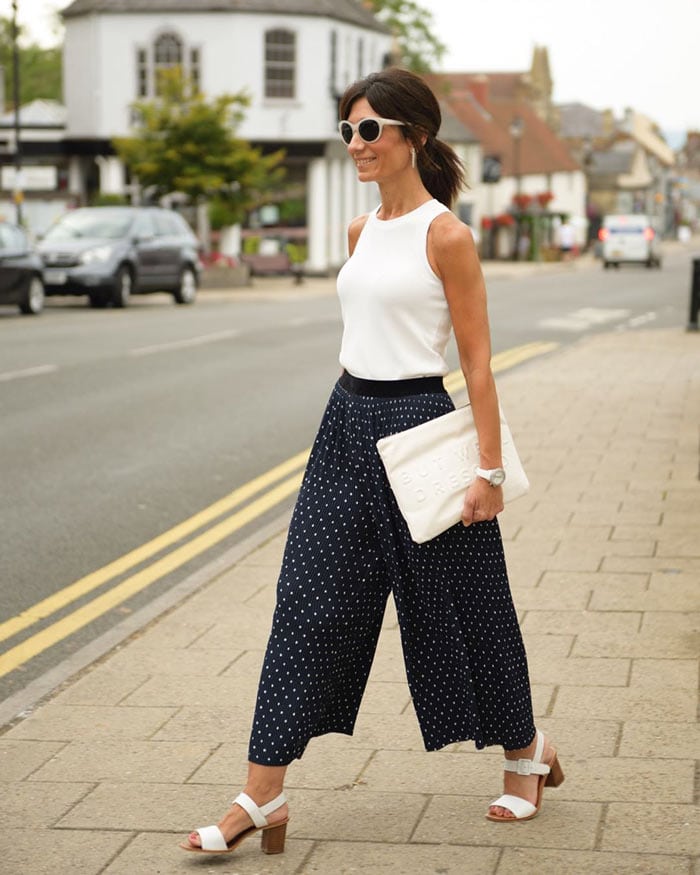 What to wear with crop wide leg pants | 40plusstyle.com