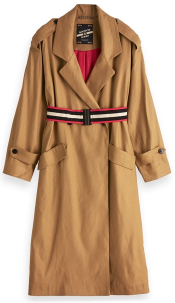 Scotch & Soda Belted Linen Blend Trench Coat | 40plusstyle.com