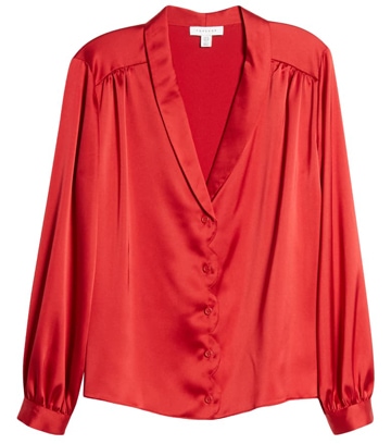 How to dress for Valentine's day - Topshop scallop satin blouse | 40plusstyle.com