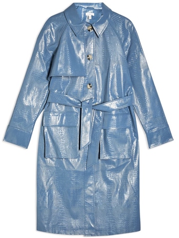 Topshop Charlie Croc Embossed Vinyl Trench Coat | 40plusstyle.com