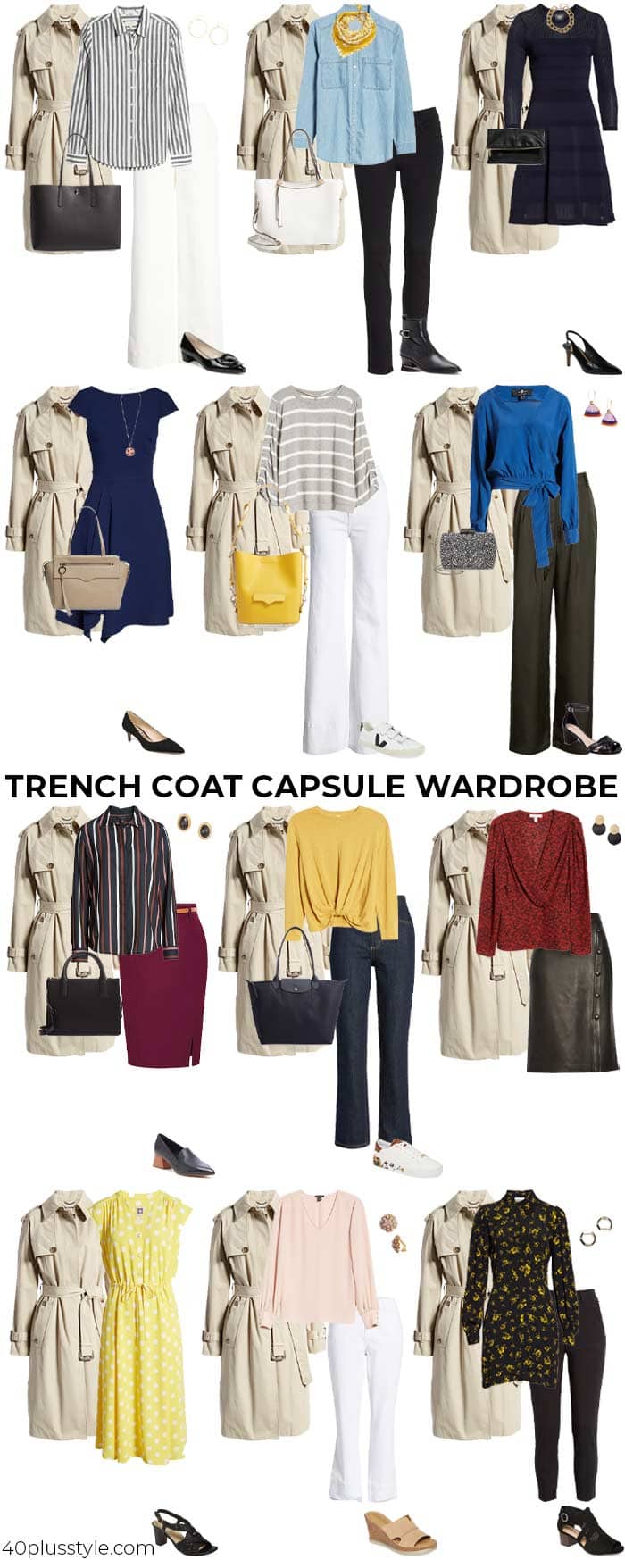 A trench coat capsule wardrobe | 40plusstyle.com