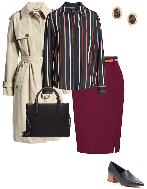 striped shirt and pencil skirt | 40plusstyle.com