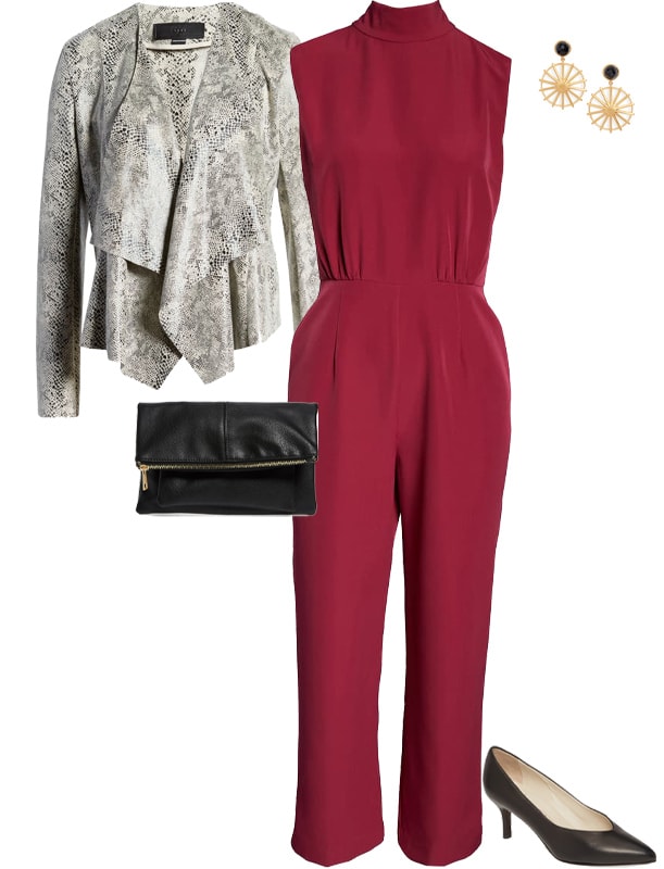 what to wear for valentines day - a red jumpsuit | 40plusstyle.com