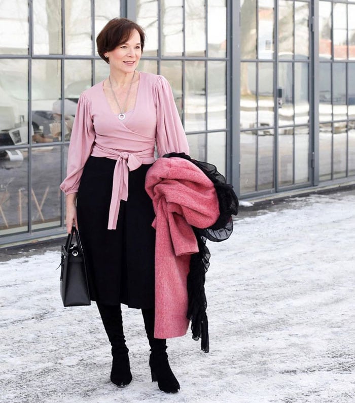 wearing your black skirt for an evening out | 40plusstyle.com