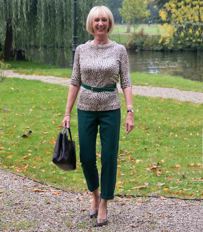 wearing green and animal print | 40plusstyle.com