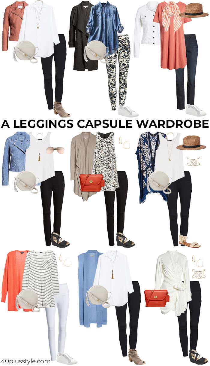 A capsule wardrobe on how to wear leggings | 40plusstye.com