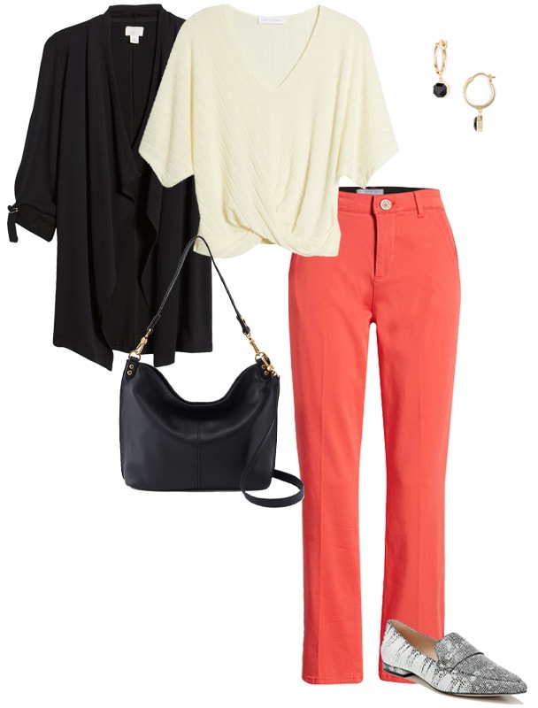 Pair orange with neutrals - black | 40plusstyle.com