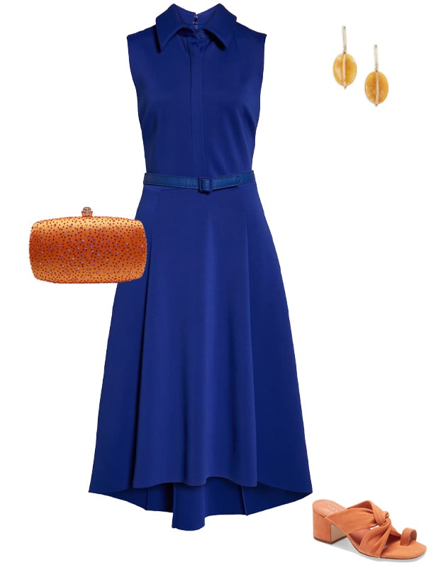 Orange with cobalt blue outfit | 40plusstyle.com
