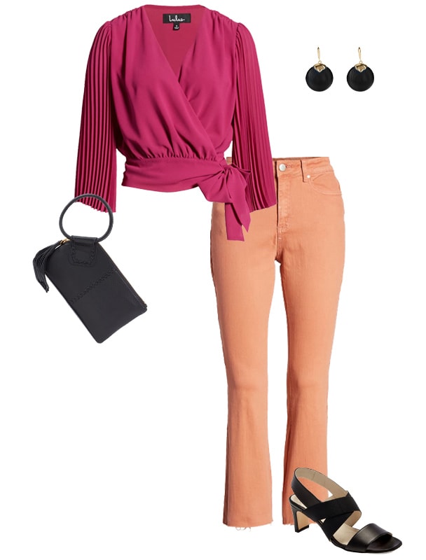 Pink and orange outfit combination | 40plusstyle.com