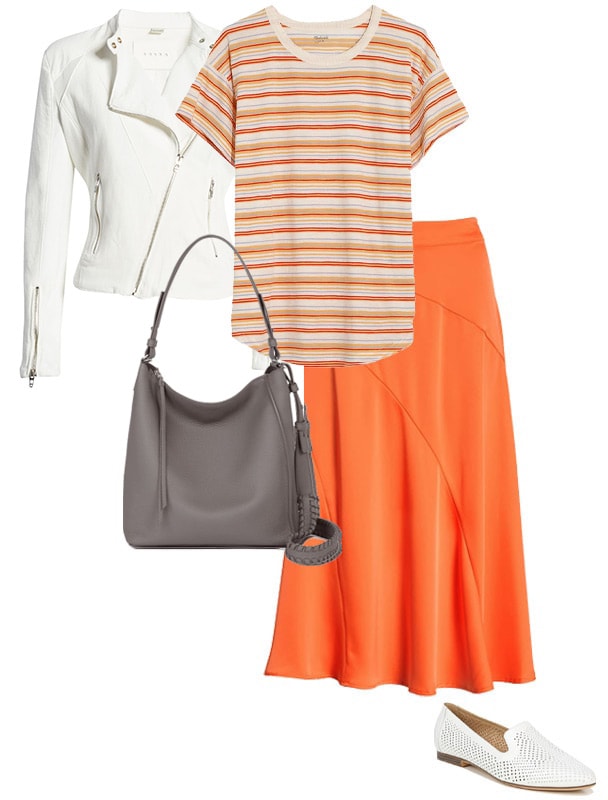 Pair orange with neutrals - white | 40plusstyle.com