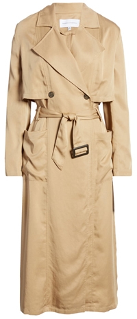 Cupcakes & Cashmere belted trench coat to wear over polka dot outfits | 40plusstyle.com