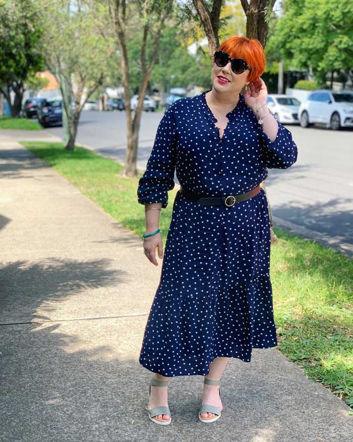 polka dot outfits - a polka dot dress and sandals | 40plusstyle.com