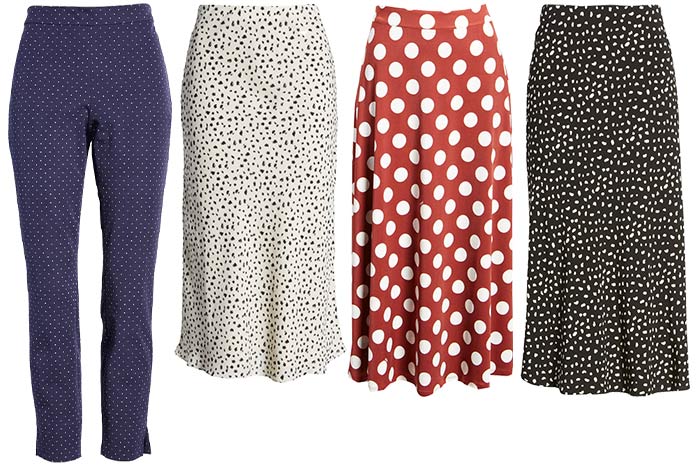 Polka dot pants and skirts | 40plusstyle.com