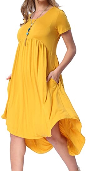 best dresses to hide your tummy - Levaca swing dress | 40plusstyle.com