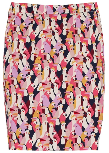bird print pencil skirt | 40plusstyle.com