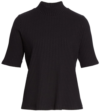 Eileen Fisher rib knit mock neck top | 40plusstyle.com