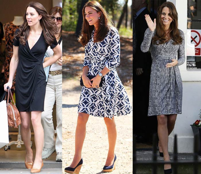 Kate Middleton, The Duchess of Cambridge in wrap dresses | 40plusstyle.com