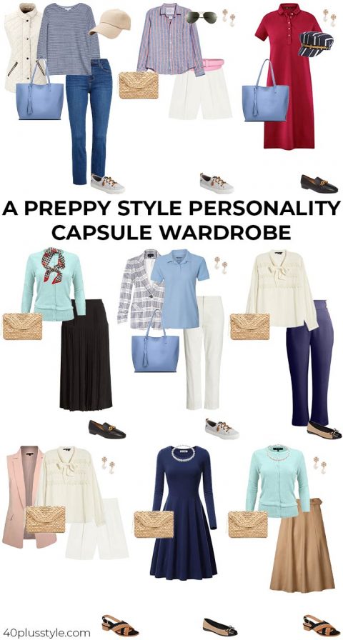 Preppy style personality style guide and capsule wardrobe 40+style