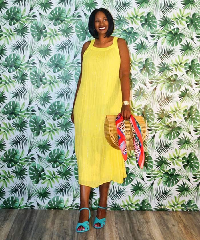 yellow maxi dress outfit | 40plusstyle.com