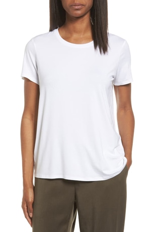 Best white t-shirts - Eileen Fisher short sleeve jersey tee | 40plusstyle.com