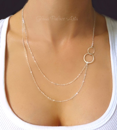GlassPalaceArts asymmetric double layer necklace | 40plusstyle.com