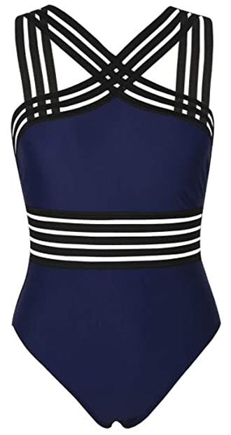 Hilor Front Crossover Hollow Bathing Suit | 40plusstyle.com