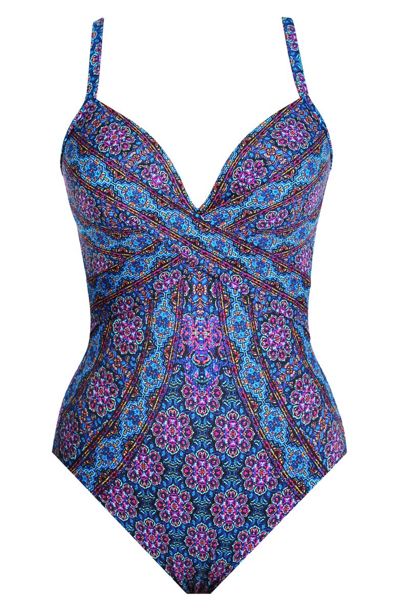 Best one-piece bathing suits for women - Miraclesuit Captivate Danube Bleu Strappy One-Piece Swimsuit | 40plusstyle.com