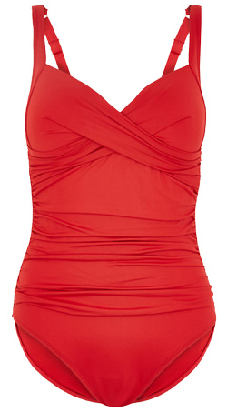 Marks & Spencer Tummy Control Padded Wrap Plunge Swimsuit | 40plusstyle.com