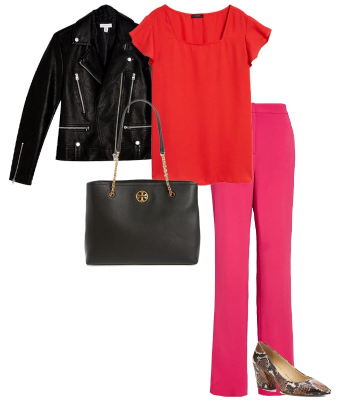 pink and red outfit | 40plusstyle.com