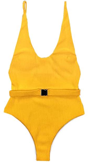 FEIYOUNG Scoop Neck One Piece Swimwear with Belt | 40plusstyle.com