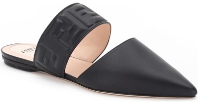 Best designer shoes - Fendi FF embossed logo pointed toe mule | 40plusstyle.com