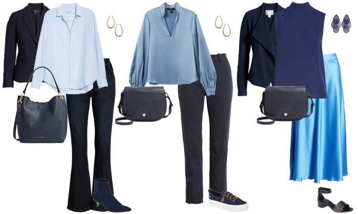 navy and light blue outfit ideas | 40plusstyle.com